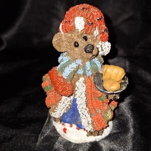 Vintage K's Collection Christmas Bear~Resin Bear With Bread